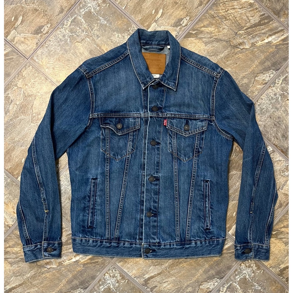 Levis Premium Trucker Jacket Mens Medium Blue Denim Button Up Coat